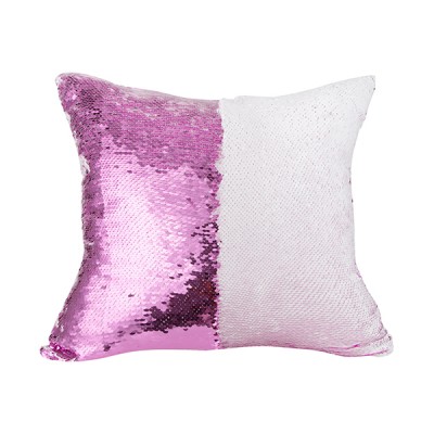 Wholesale  High Quality Magic Sublimation Customized  Printed Flip Sequin  Heart Cushion Pillow  Cover